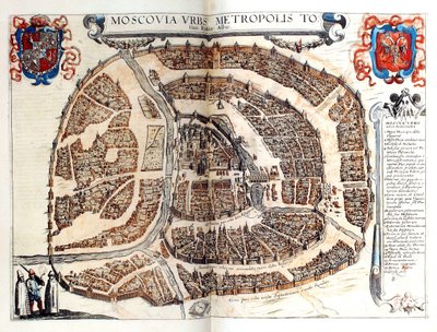 Mapa Moskvy, 1572 od Georg Braun und Franz Hogenberg