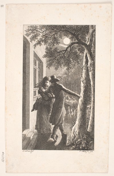 Ilustrace s únosem v noci od Georg Christian Schule