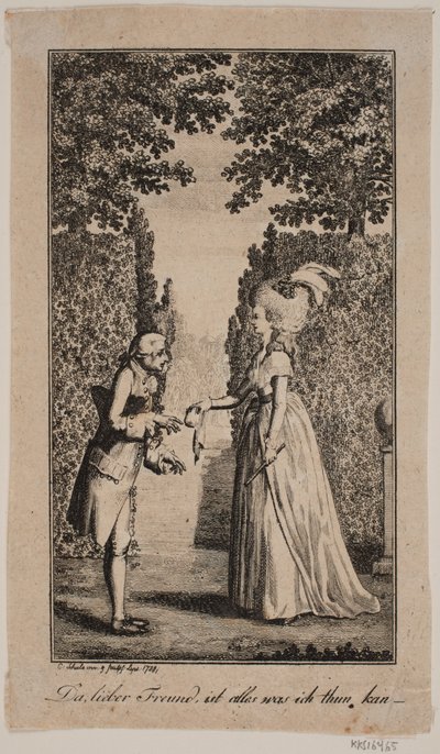 Ilustrace s dámou a pánem v parku od Georg Christian Schule