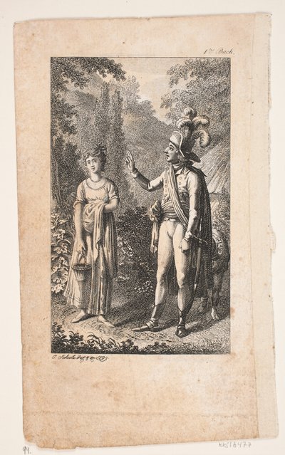 Ilustrace s mužem a ženou v krajině od Georg Christian Schule