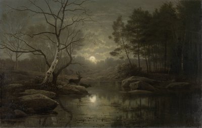Lesní krajina v měsíčním světle od Georg Eduard Otto Saal