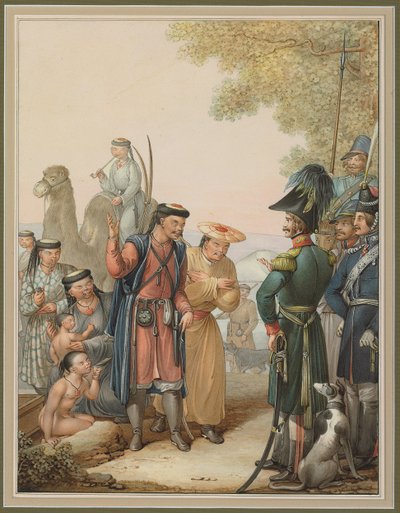 kozáci a Kalmykové, od Georg Emanuel Opitz