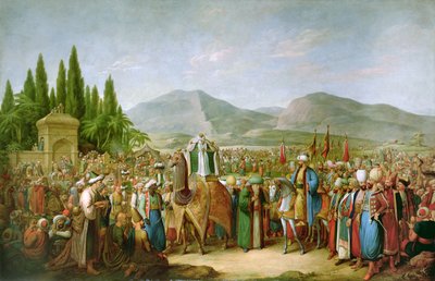 Emir Bechir Shihab II, vládce Libanonu, vzdávající hold Ibrahimu Pasha, před St Jean dAcre v roce 1831 od Georg Emanuel Opitz