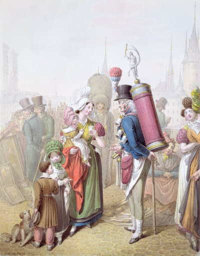 Pont Notre-Dame, cca 1810 (wc na papíře) od Georg Emanuel Opitz