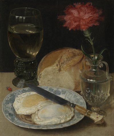 Německy: Stillleben mit Spiegeleiern Stil-life se smaženými vejci od Georg Flegel