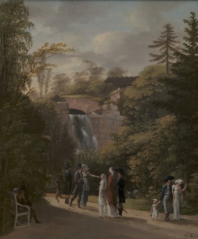 Dánsky: Vandfaldet i Frederiksberg Have The Waterfall in Frederiksberg Garden (Vodopád v zahradě Frederiksberg) od Georg Friedrich Kersting