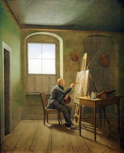 Německy: Caspar David Friedrich ve svém ateliéru Caspar David Friedrich ve svém ateliéru (1811) od Georg Friedrich Kersting