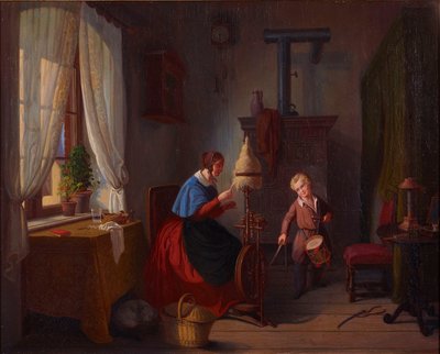 Žena u kolovrátku a bubeník se šavlí od Georg Friedrich Kersting