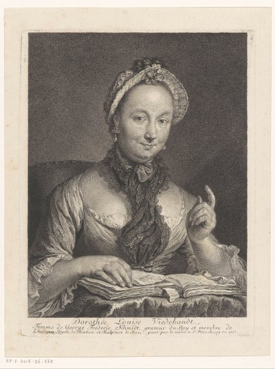 Portrét Dorothée Louise Viedebandtové, manželky umělce Georga Friedricha Schmidta Dorothée Louise Viedebandt, Femme de George Frederic Schmidt (titul na objektu) od Georg Friedrich Schmidt