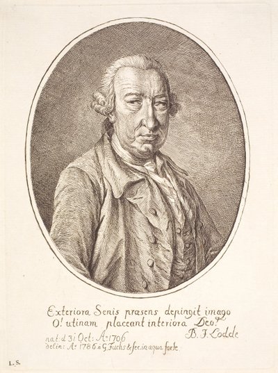 Portrét Bartholda Johana Loddeho, překladatele od Georg Mathias Fuchs