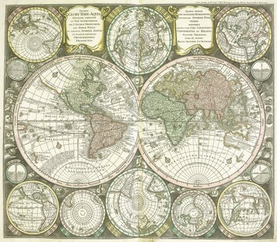 Mapa světa, 1744 od Georg Matthäus Seutter