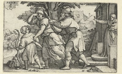 Abraham vyhání Hagar a Izmaela Příběh Abrahama (název série) od Georg Pencz