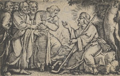 Kristus mluví k učedníkům, z Příběhu Krista, 1534-35. od Georg Pencz