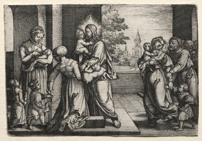 Kristus s malými dětmi od Georg Pencz