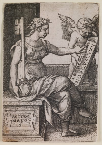 Grammatica, z cyklu "Svobodná umění", asi 1541 (rytina) od Georg Pencz