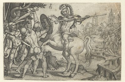Horace Cocles brání most přes Tiberu Příběhy z rané římské historie (název série) od Georg Pencz