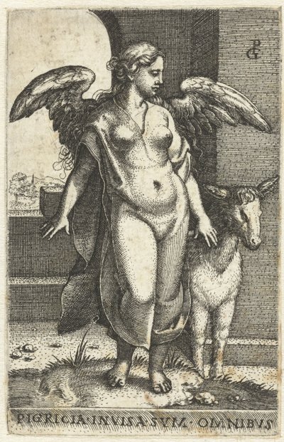 Luiheid (Pigritia Acedia) Mořské řasy Pigricia invisa omnibus (název na předmětu) Zeven Hoofdzonden (název série) od Georg Pencz