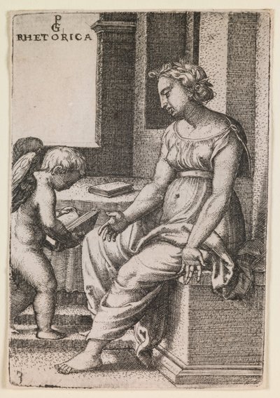 Rhetorica, z cyklu "Svobodná umění", asi 1541 (rytina) od Georg Pencz
