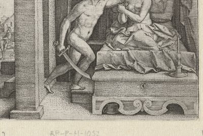 Sextus znásilní Lukrécii pod hrozbou meče Příběhy z rané římské historie (název série) od Georg Pencz
