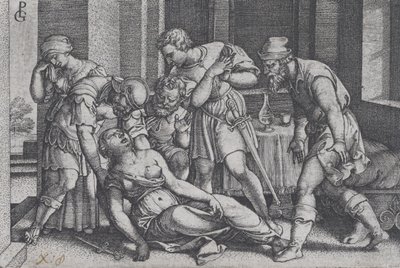 Sebevražda Lukrécie, ze scén z římských dějin. od Georg Pencz