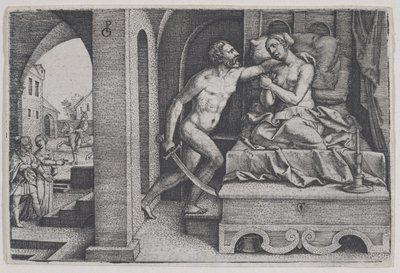 Tarquinius Rapes Lucretia, ze scén z římské historie. od Georg Pencz