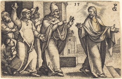 Farizeové si přejí ukamenovat Krista od Georg Pencz