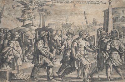 Triumph of Fame on Chastity, z The Triumphs of Petrarc. od Georg Pencz
