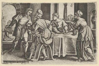 Tobias odcházející od stolu, z Příběhu Tobiáše, 1543. od Georg Pencz