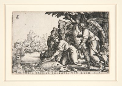 Tobit a anděl, pl. 5 ze série Příběh Tobita od Georg Pencz