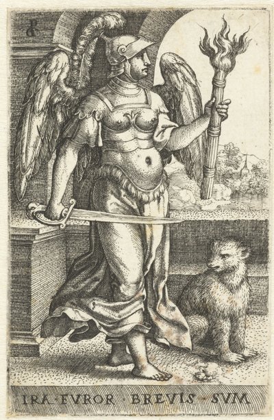 hněv (Ira) Ira fvor brevis svm (název na objektu) Sedm smrtelných hříchů (název série) od Georg Pencz