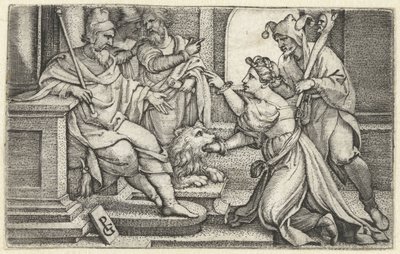 Žena pod přísahou prohlašuje svou nevinu Ústa pravdy Bocca della Verita od Georg Pencz