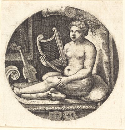 Žena s harfou od Georg Pencz
