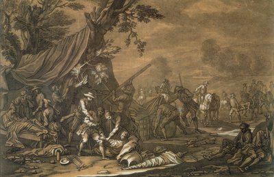 Vojenský chirurg bitevního pole během španělské války o dědictví, 1707, vyryl Christian Rugendas (1708-81) kolem 1740 od Georg Philipp I Rugendas