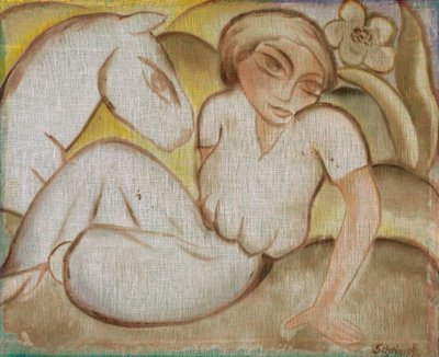žena s oslem od Georg Schrimpf