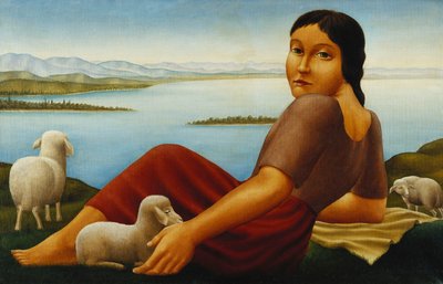 Dívka s ovcemi; Dívka s ovcí, 1923 od Georg Schrimpf