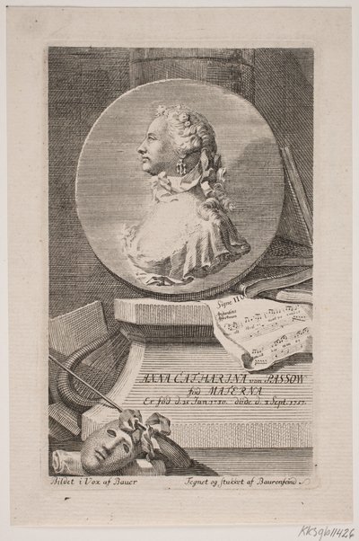 Herečka Anna Catharina von Passow od Georg Vilhelm Baurenfeind