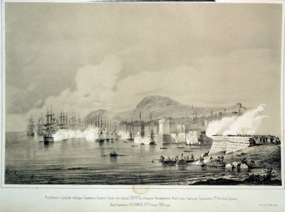 Bitva u Sinopu 30. listopadu 1853 (litografie) od Georg Wilhelm Timm