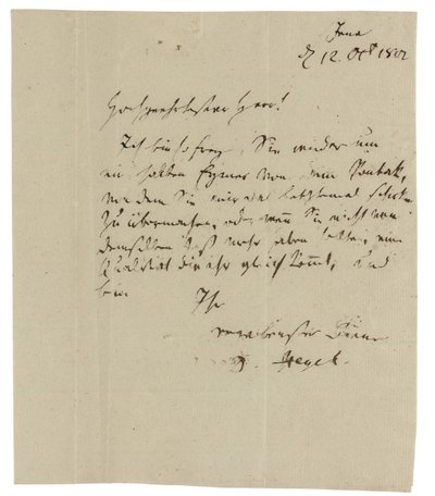 Autogram pro Gebruder Ramann (obchodníci s vínem v Erfurtu), Jena od Georg Wilhelm Friedrich Hegel