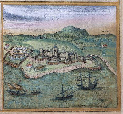 Elmina z knihy Civitates Orbis Terrarum, cca 1572 od Georg Braun und Franz Hogenberg