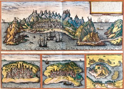 Aden, Mombasa, Kilwa, Nova Sofala, Jemen, Kenia, Tansania, Mosambik von Georg and Hogenberg Franz (1535-90) Braun