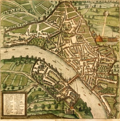 Basilej, Basilej, Švýcarsko od Georg and Hogenberg Franz (1535 90) Braun