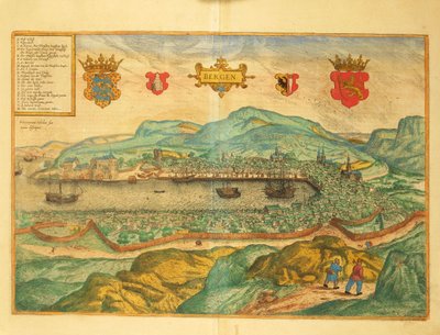 Bergen z Cities of the World od Georga Brauna od Georg Braun and Hogenberg Franz