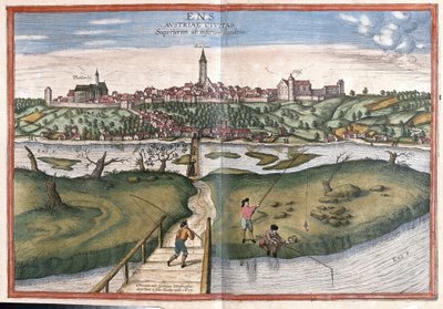 Enns, Rakousko (rytina od Georg Braun and Hogenberg Franz
