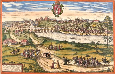 Grodno, Bělorusko od Georg and Hogenberg Franz (1535 90) Braun