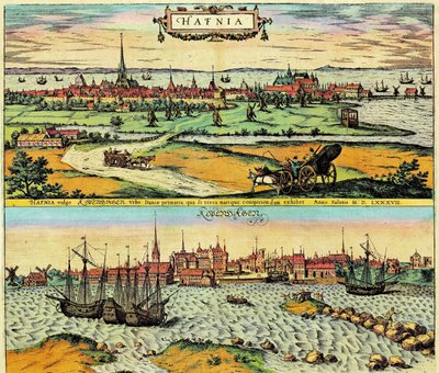 Hafnia / Kobenhavn, Dánsko od Georg Braun and Hogenberg Franz