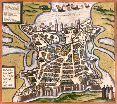 La Rochelle, Frankreich von Georg and Hogenberg Franz (1535-90) Braun