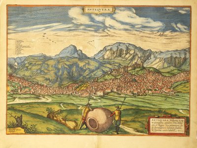 Mapa Antequera z Civitates Orbis Terrarum od Georga Brauna od Georg Braun and Hogenberg Franz