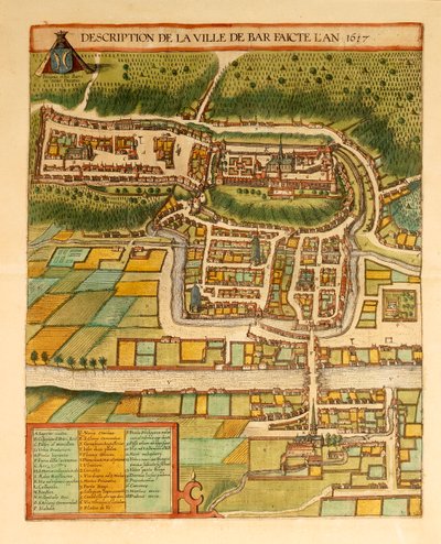 Mapa Bar-Le-Duc z druhé světové války od Georga Brauna od Georg Braun and Hogenberg Franz