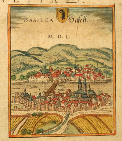 Mapa Basileje z Civitates Orbis Terrarum od Georga Brauna od Georg Braun and Hogenberg Franz