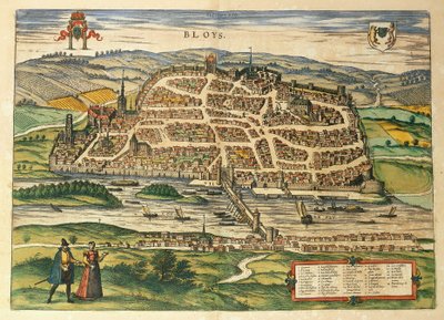 Mapa Blois z Civitates Orbis Terrarum od Georga Brauna od Georg Braun and Hogenberg Franz